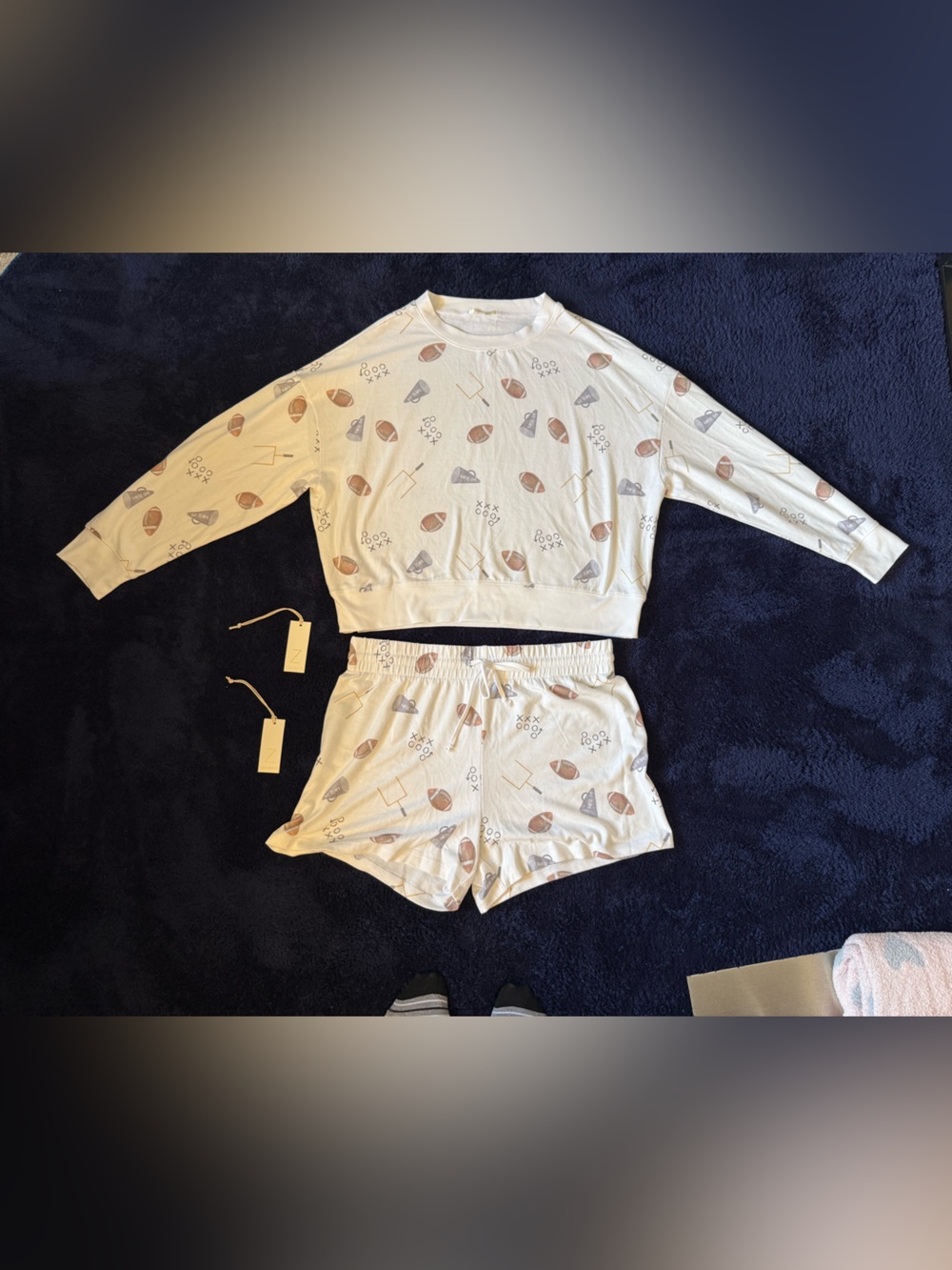 Z Supply White Two-Piece Lounge Set with Subtle Print